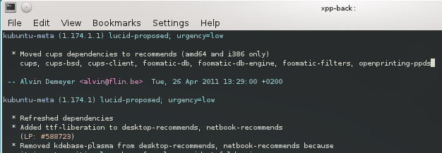 Example of a changelog (kubuntu-meta)